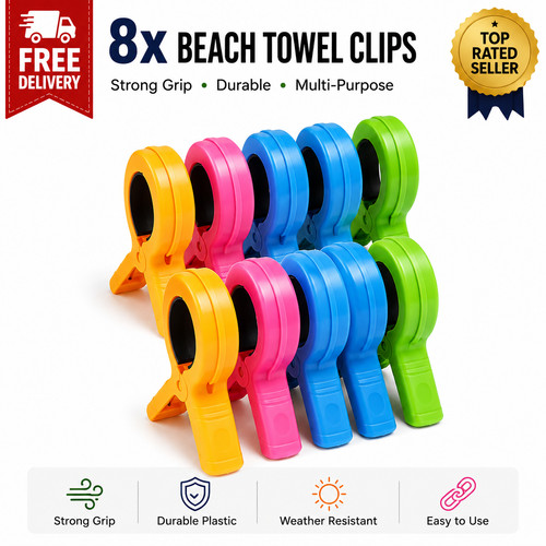 Beach towel clips plastic - 8x,