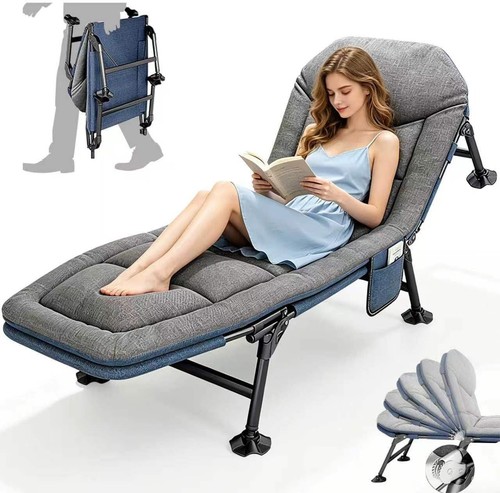 Folding sun lounger with - folding, thick