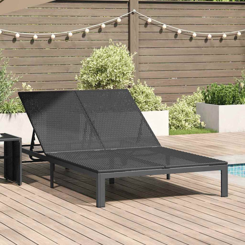 Sunbed black poly rattan - sunbed,