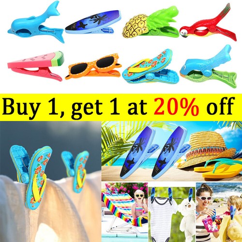 Plastic beach towel - towel, clips